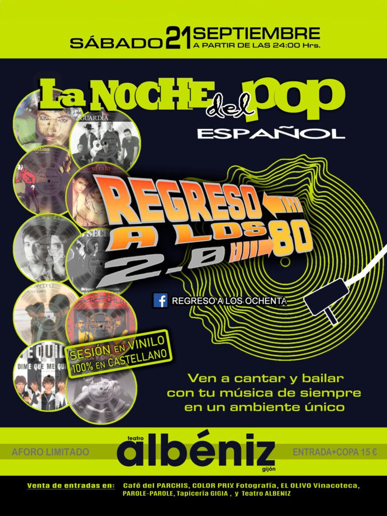 Cartel de La noche pop en el Teatro Albéniz de Gijón