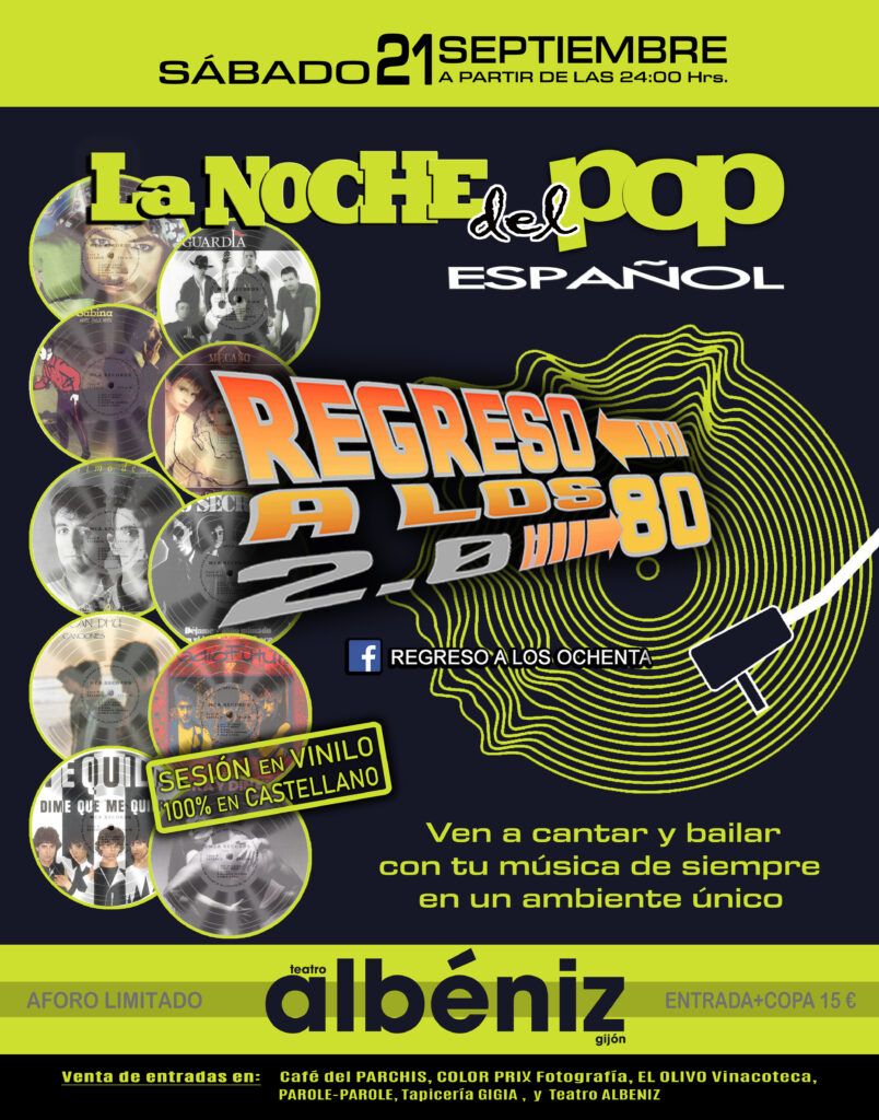 Cartel de La noche pop en el Teatro Albéniz de Gijón