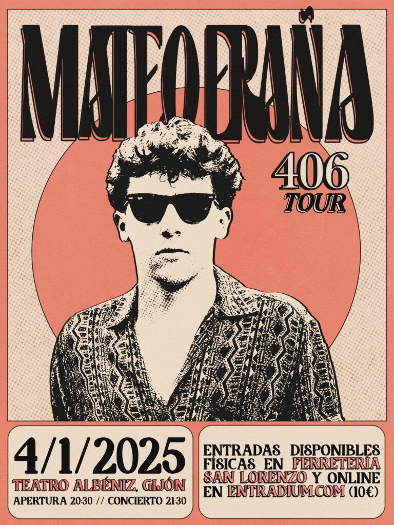 Cartel del concierto de mateo eraña el 4 de Enero de 2025 en el Teatro Albéniz de Gijón